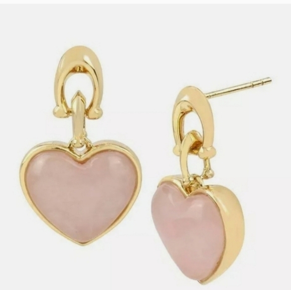 ✨️ COACH gold tone quartz heart shaped  EARRINGS ✨️ - Picture 1 of 6